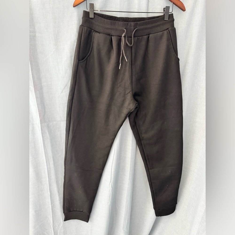 Black Jogger Fur Lined Pants